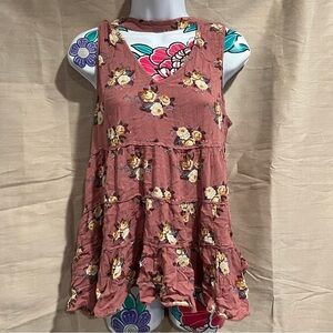 American Eagle Mauve Floral Sleeveless Blouse